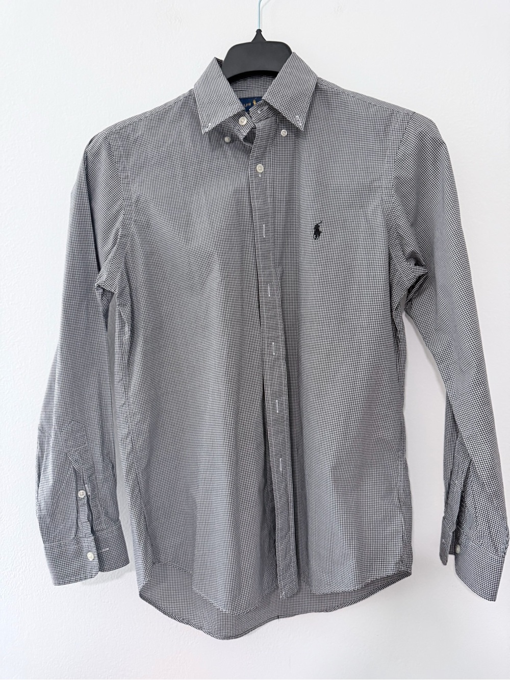 Polo Ralph Lauren Mens Small 100% Cotton Black White Check Button Down Shirt